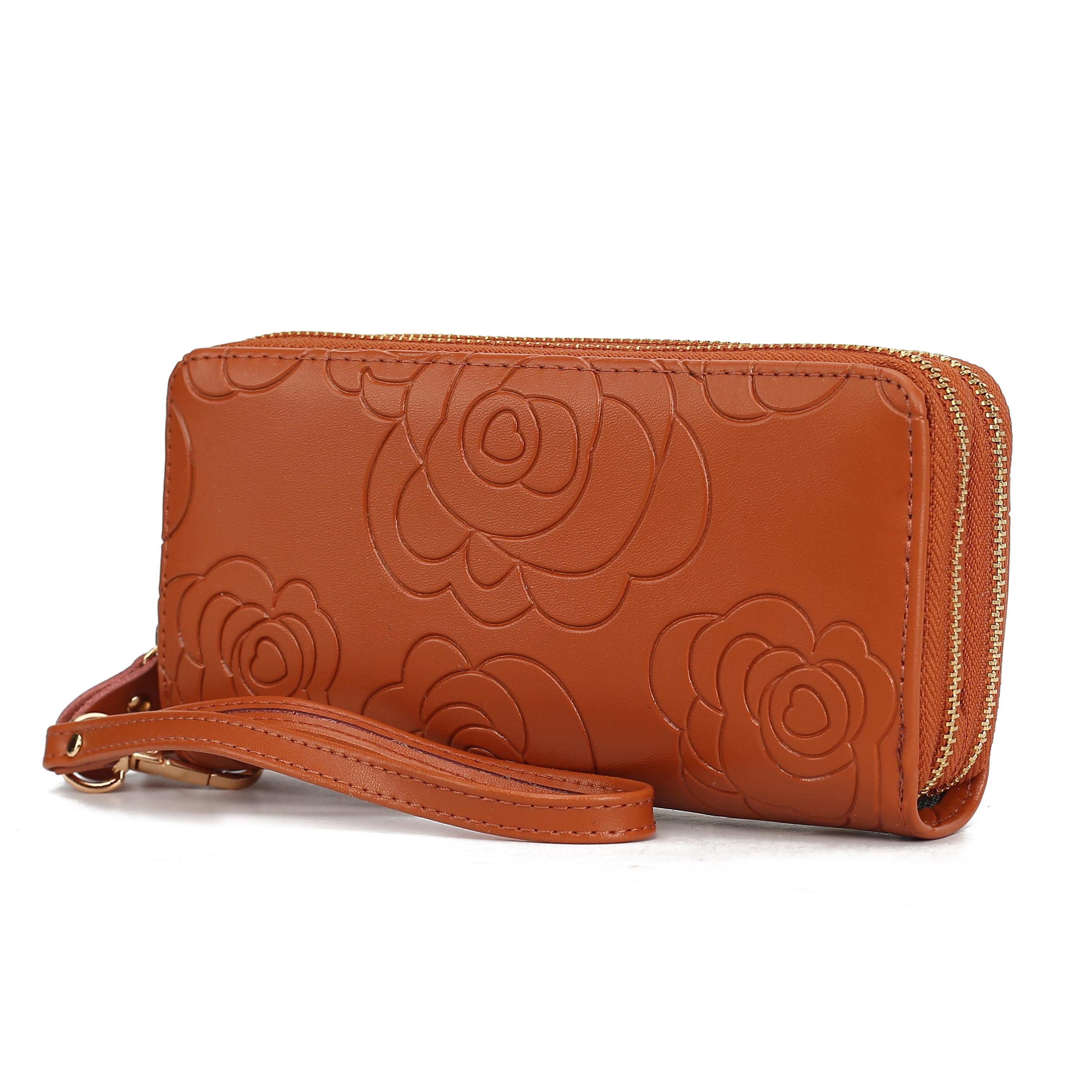 MKF Collection Ellie Genuine Leather Flower-Embossed Women’s Wristlet Wallet by Mia K