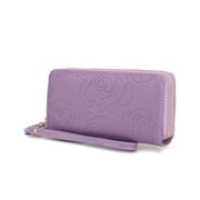 MKF Collection Ellie Women s Genuine Leather Flower-Embossed Wristlet Wallet by Mia K - Lavender