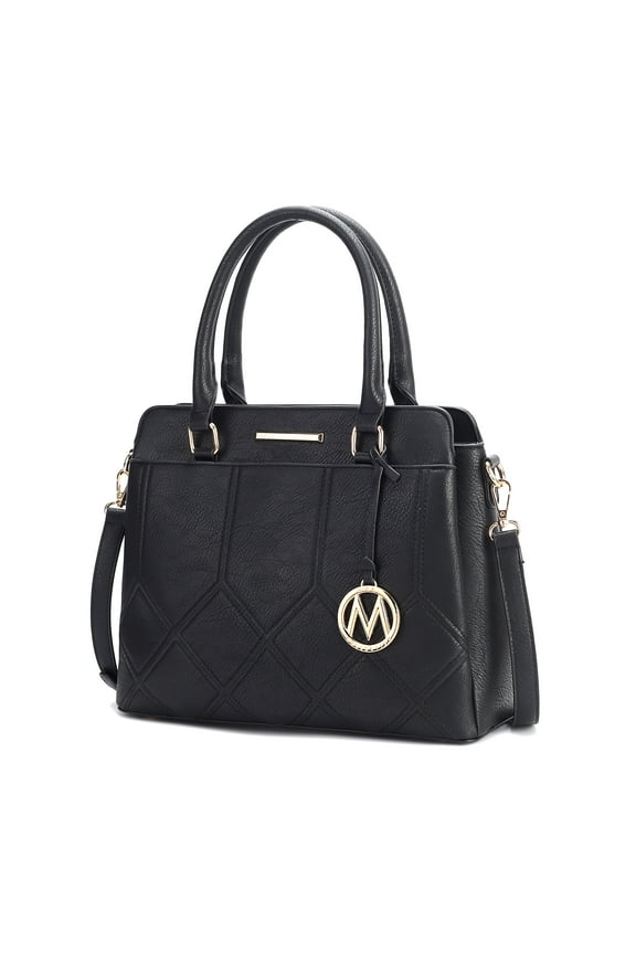 Elodie Triple Compartment Women's Tote Bag, Stylish Shoulder Purse Handbag by Mia K - Black