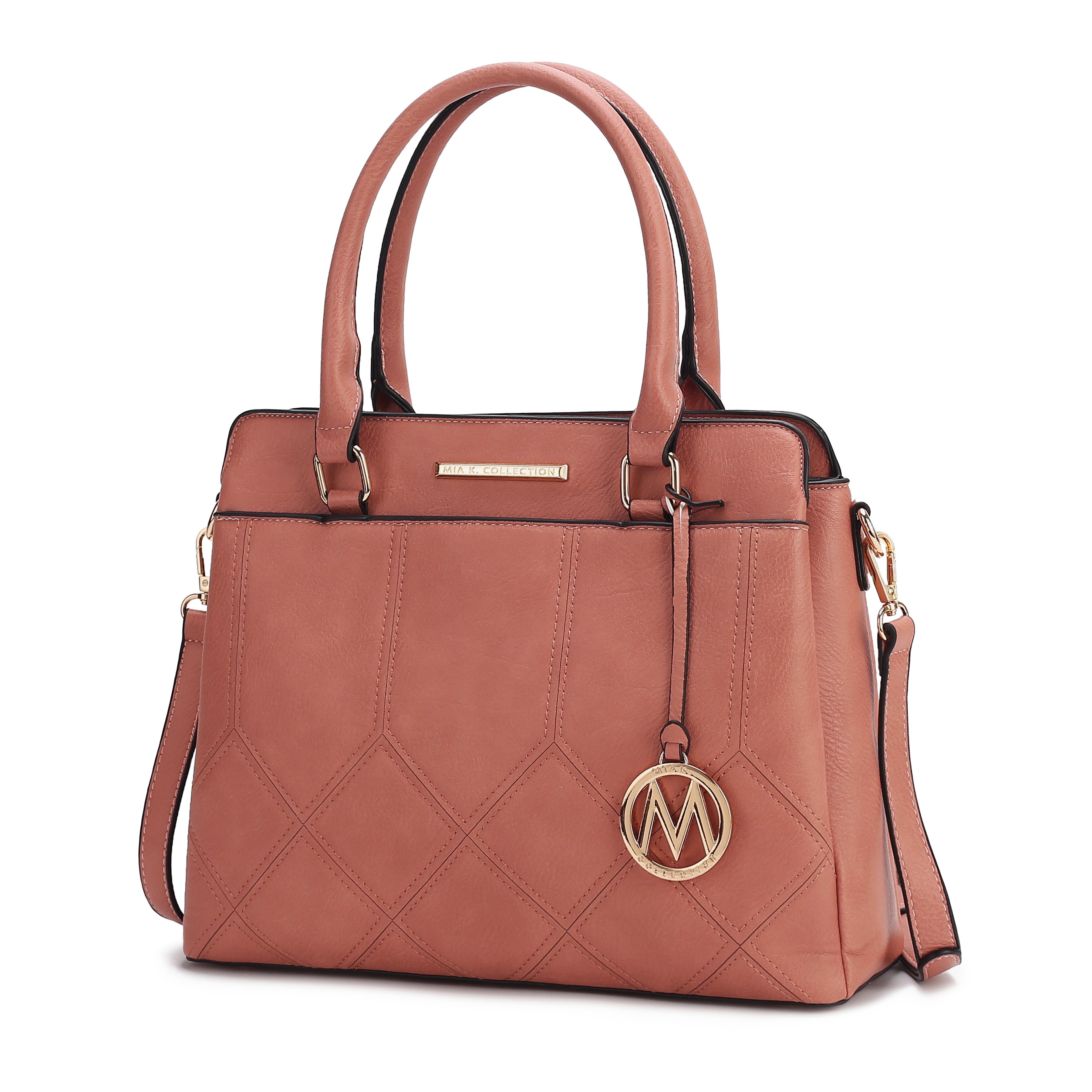 MKF Collection Elodie Triple Compartment Women's Tote Bag, Stylish Shoulder Purse Handbag by Mia K - Blush