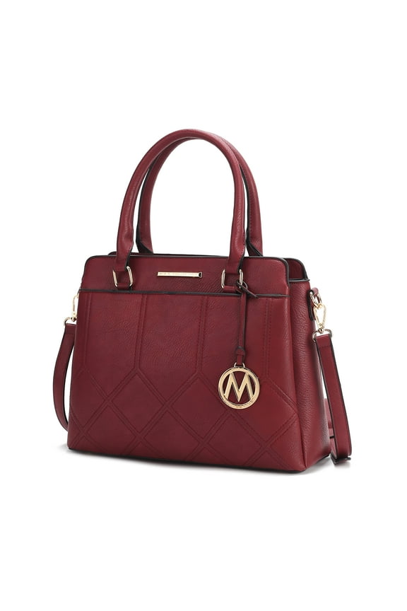 Elodie Triple Compartment Women's Tote Bag, Stylish Shoulder Purse Handbag by Mia K - Burgundy