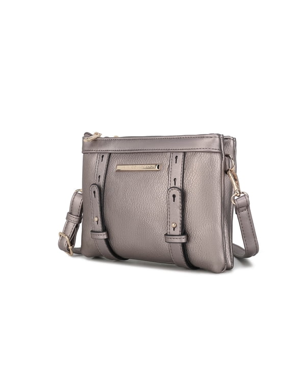 Elsie Women's Vegan Leather Crossbody Purse Handbag by Mia K. - Gray