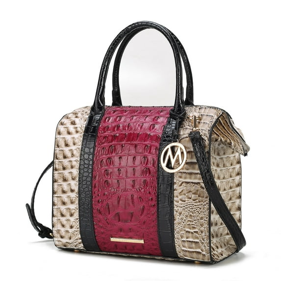 MKF Collection Ember Faux Crocodile-Embossed Vegan Leather Women's Satchel Bag, Shoulder Purse Handbag by Mia K - Fuchsia
