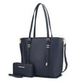 thumbnail image 1 of MKF Collection Emery Vegan Leather Women's Tote Bag with Wallet - 2 pieces by Mia K- Navy, 1 of 7