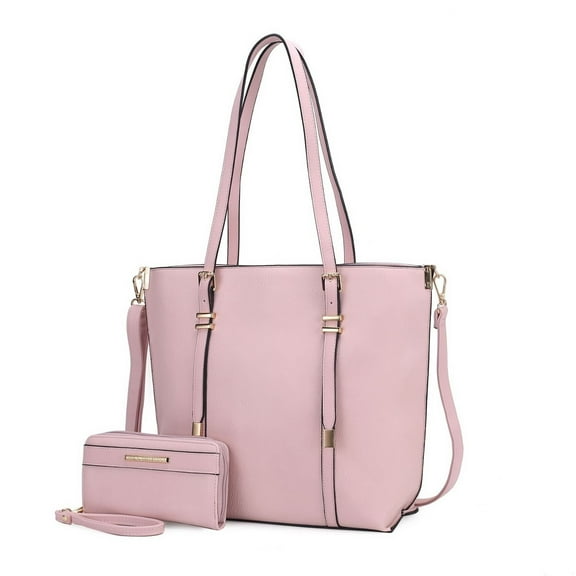 MKF Collection Emery Vegan Leather Women's Tote Bag with Wallet - 2 pieces by Mia K- Pink
