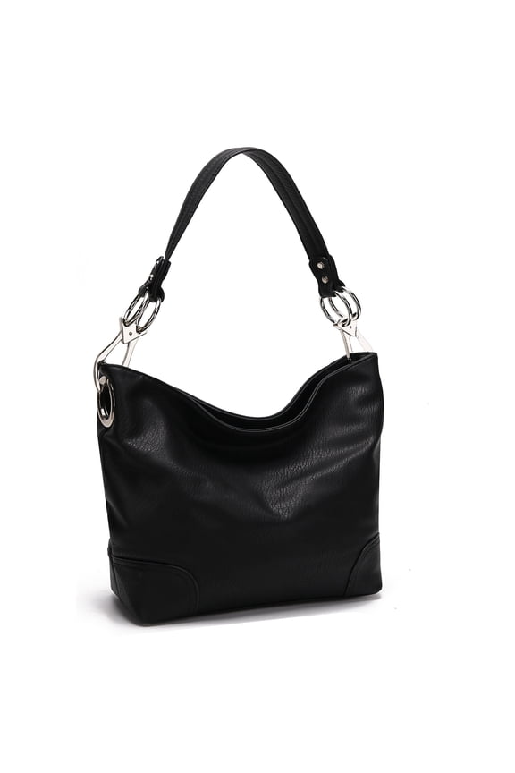 Emily Soft Vegan Leather Women's Hobo Handbag Shoulder Bag Spacious and Slouchy Everyday Purse by Mia K-Black