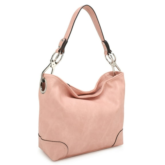 MKF Collection Emily Soft Vegan Leather Women's Hobo Handbag Shoulder Bag Spacious and Slouchy Everyday Purse by Mia K-Pink
