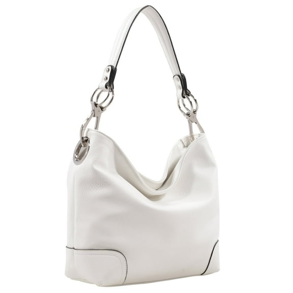 MKF Collection Emily Soft Vegan Leather Women's Hobo Handbag Shoulder Bag Spacious and Slouchy Everyday Purse by Mia K-White