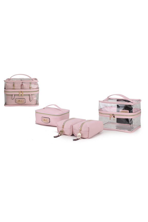 Emma Women's Cosmetic Bag, Sleek Makeup Purse Handbag by Mia K - Pink