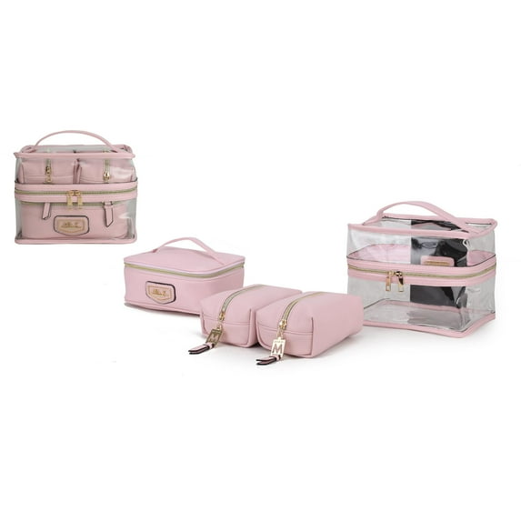 MKF Collection Emma Women's Cosmetic Bag, Sleek Makeup Purse Handbag by Mia K - Pink
