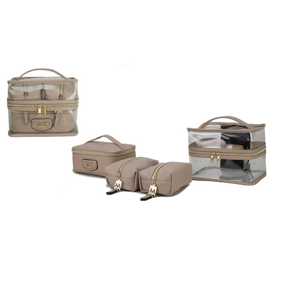 MKF Collection Emma Women's Cosmetic Bag, Sleek Makeup Purse Handbag by Mia K - Taupe