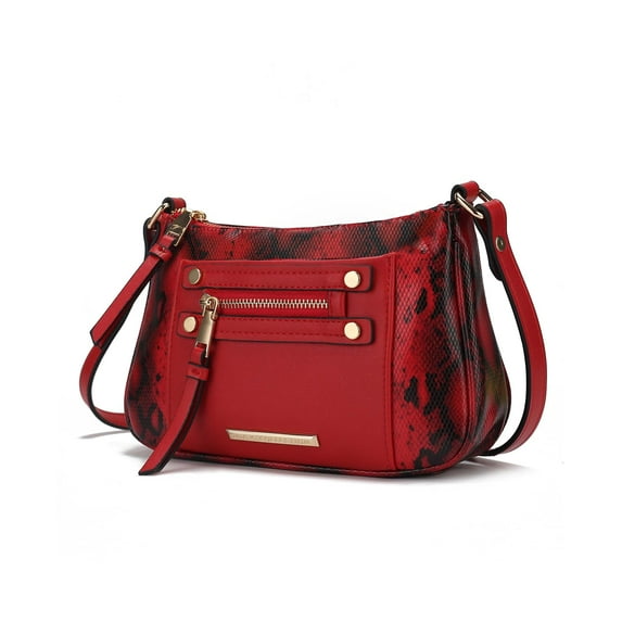 MKF Collection Essie Women's Crossbody Bag Snake Embossed Vegan Leather Shoulder Bag Daily Handbag by Mia K. - Red