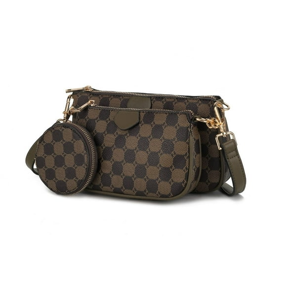 MKF Collection Evanna Women's Crossbody Handbag 3-Piece Set by Mia K. - Olive