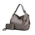 thumbnail image 1 of MKF Collection Fabienne Vegan Leather Women's Hobo Bag & Wristlet Wallet, Functional Shoulder Purse Handbag 2 pcs by Mia K - Pewter, 1 of 9