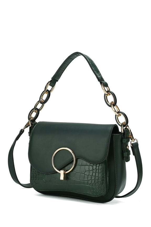 Fanta Croc Women's Shoulder Handbag by Mia K - Forest Green
