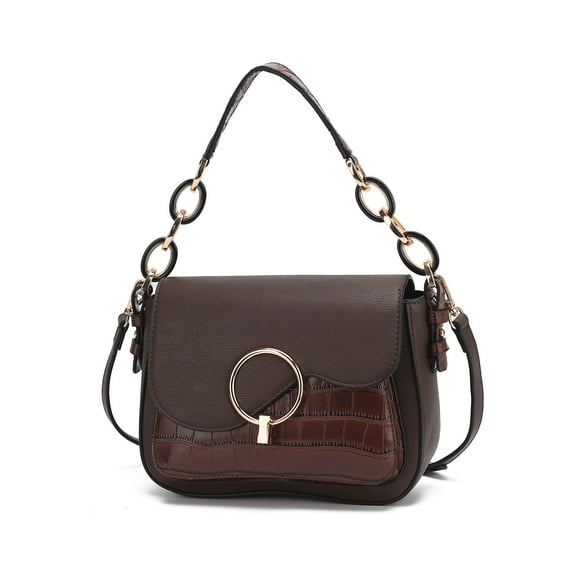 MKF Collection Fantacy Croc Vegan Leather Women's Shoulder Bag, Sleek Crossbody Purse Handbag by Mia K - Chocolate