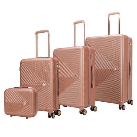 MKF Collection Felicity Travel Luggage 4 pcs set, Luxurious Lightweight Suitcase by Mia K - Rose Gold