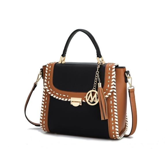 MKF Collection Flora Vegan Leather Women's Satchel Bag, Designer Top-Handle Purse Handbag by Mia K - Black