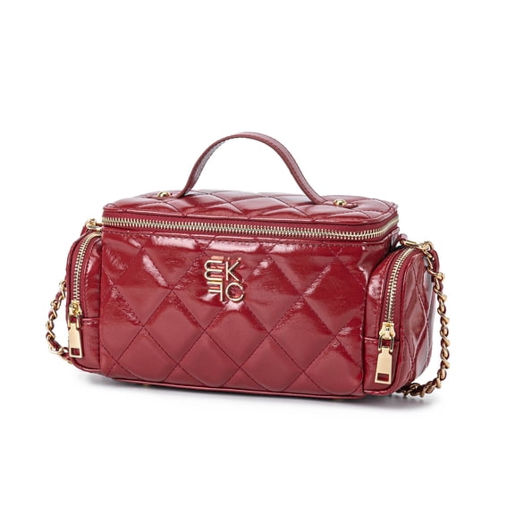 MKF Collection Fortuna Women’s Vegan Leather Vanity Crossbody Purse by Mia K- Burgundy