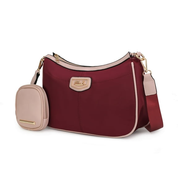 MKF Collection Freya Vegan Leather Women's Crossbody Bag, Sleek Purse Handbag by Mia K - Wine Blush