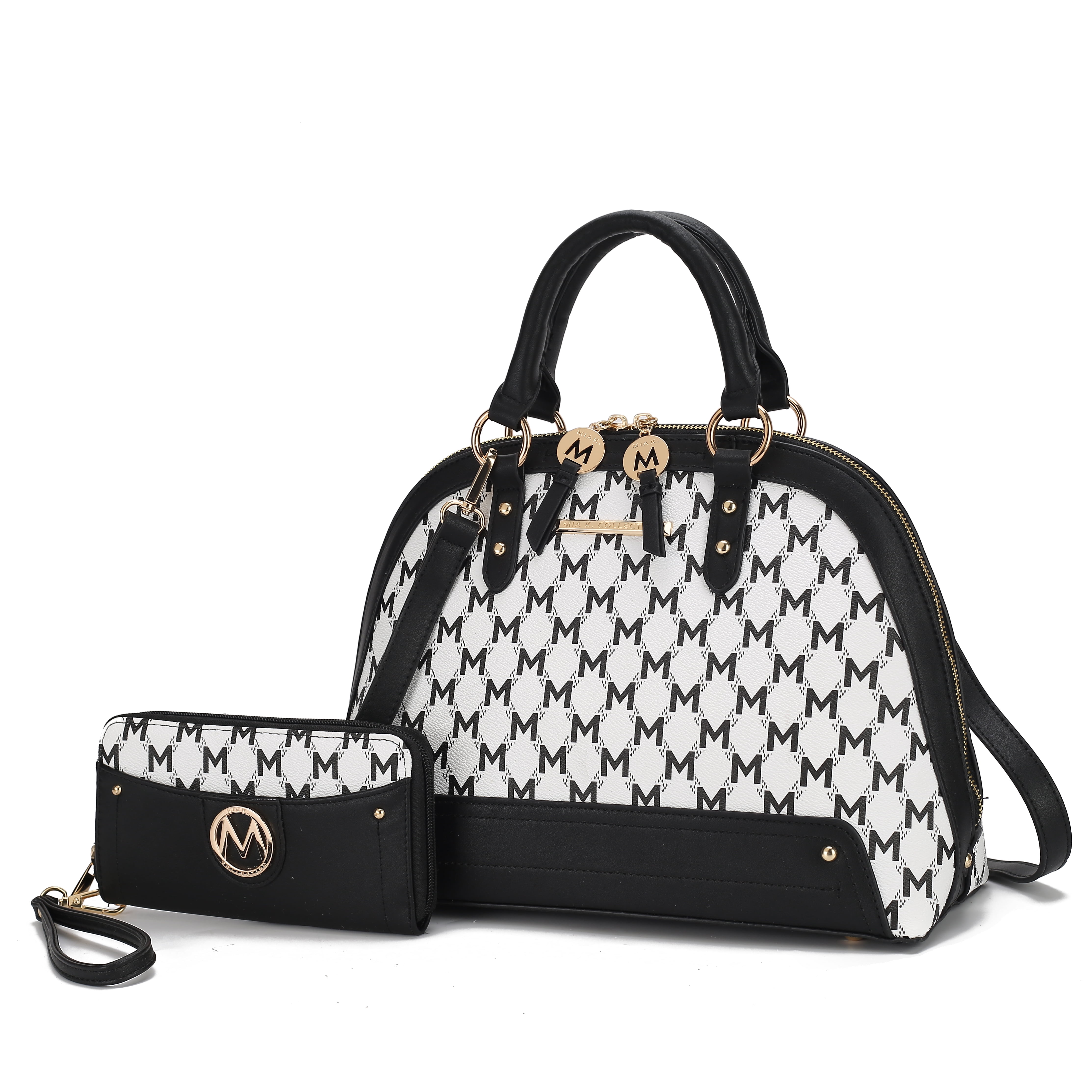 MKF Collection Frida Vegan Leather Women's Satchel Bag & Wristlet Wallet, Stylish Top-handle Purse Handbag 2 pcs by Mia K - Black