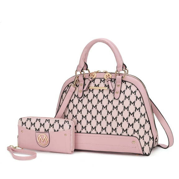 MKF Collection Frida Vegan Leather Women's Satchel Bag & Wristlet Wallet, Stylish Top-handle Purse Handbag 2 pcs by Mia K - Pink