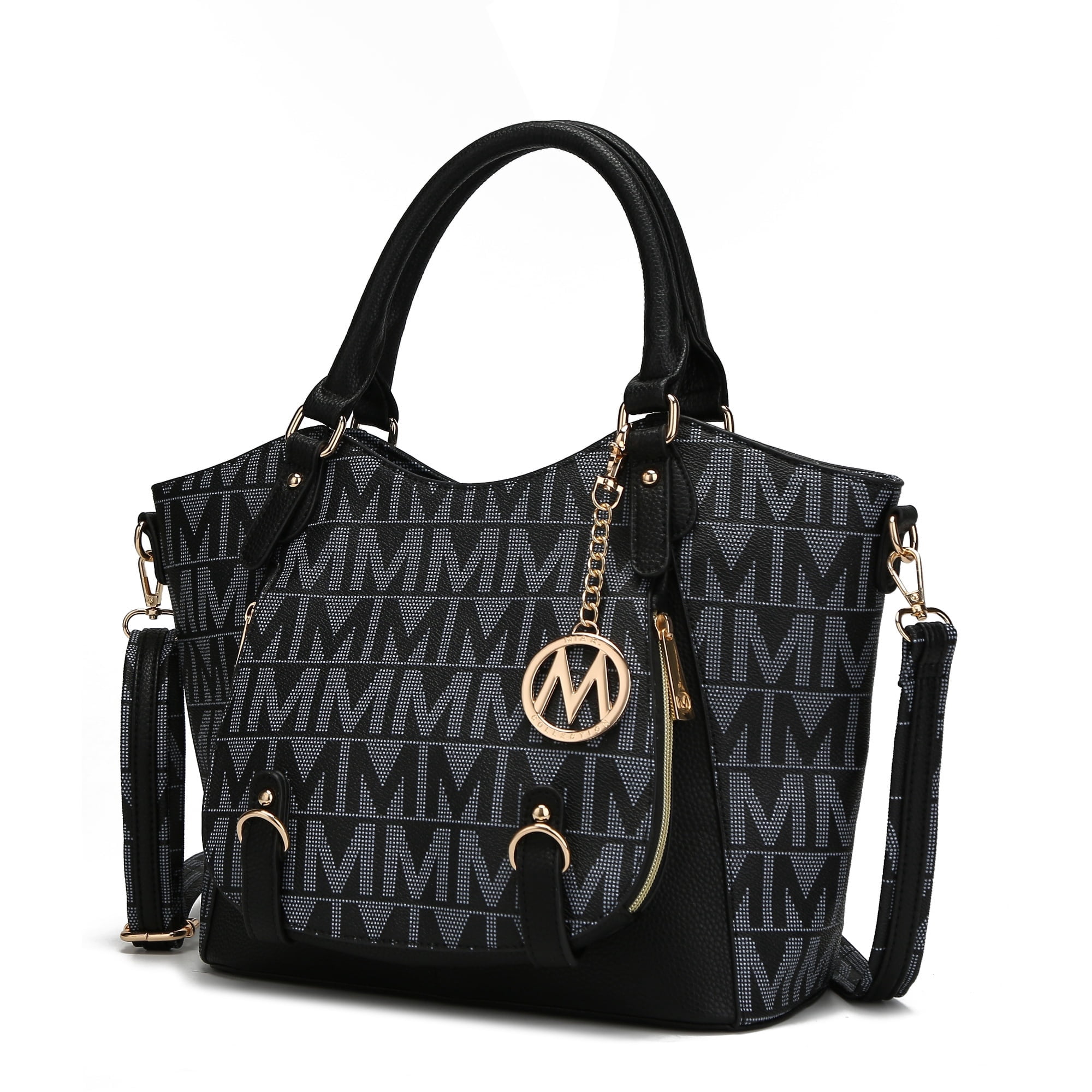 MKF Collection Fula Tote Bag for Women, Vegan Leather Top-Handle Shoulder Bag Crossbody Bag Handbag Purse By Mia K- Black
