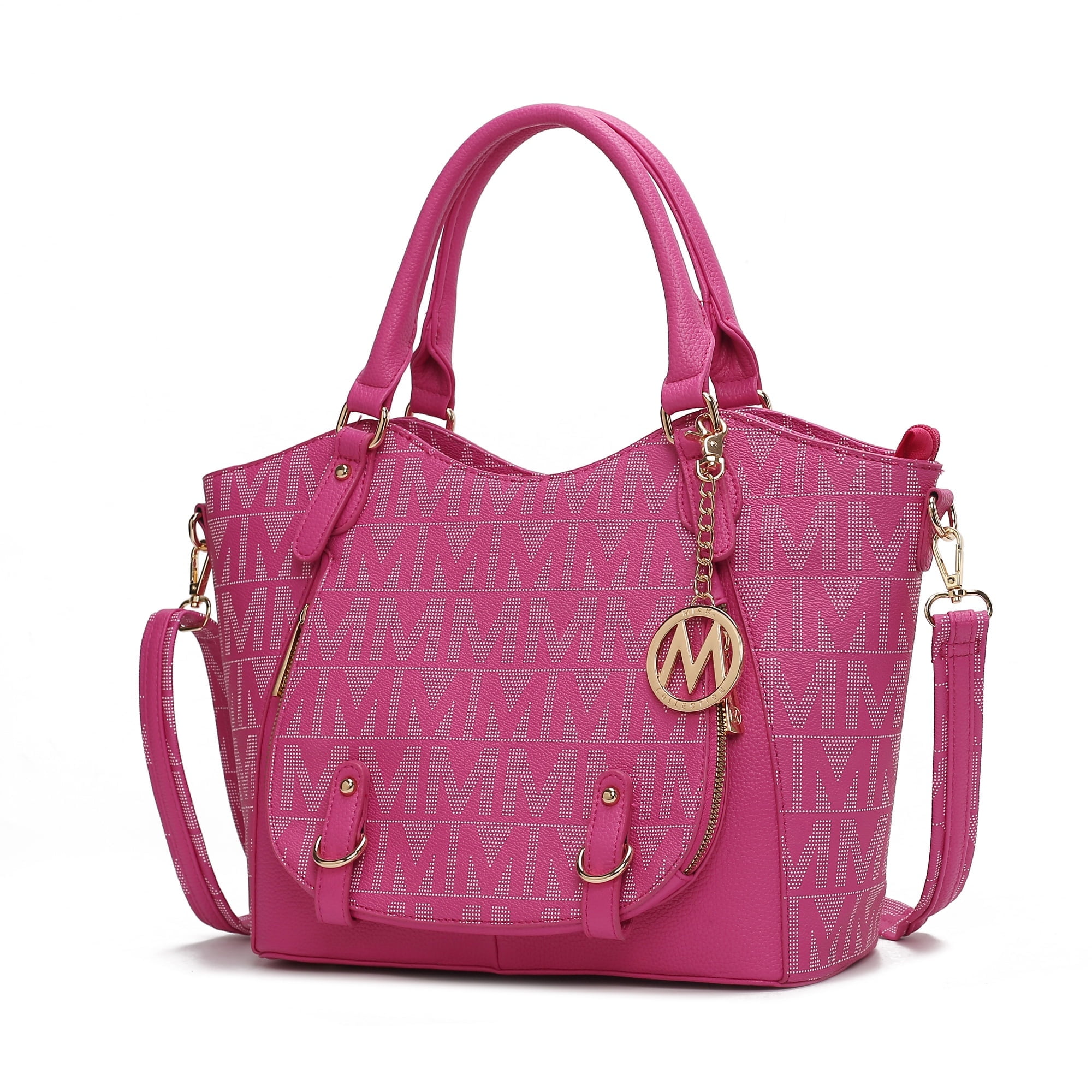 MKF Collection Fula Tote Bag for Women, Vegan Leather Top-Handle Shoulder Bag Crossbody Bag Handbag Purse By Mia K- Fuchsia