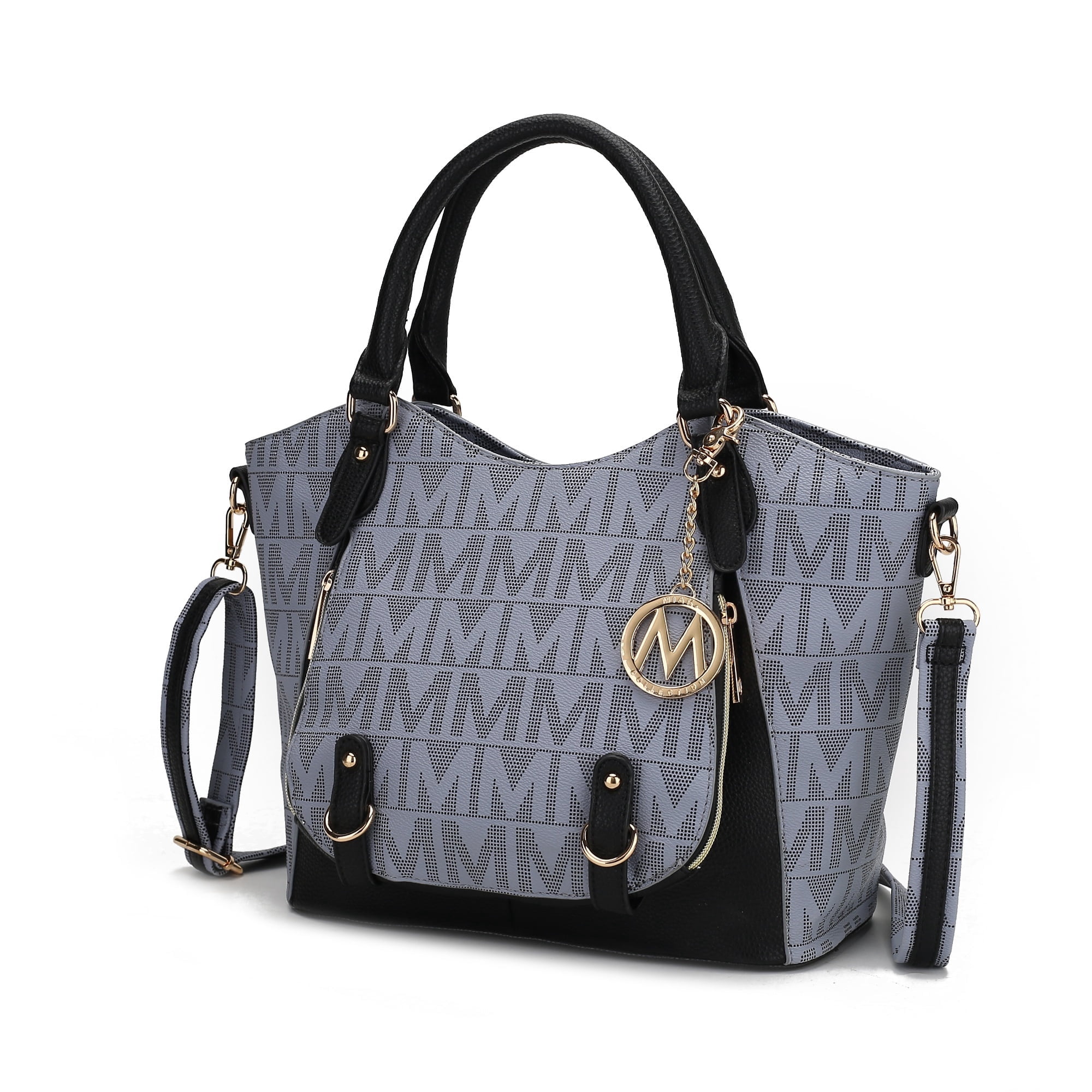 MKF Collection Fula Tote Bag for Women, Vegan Leather Top-Handle Shoulder Bag Crossbody Bag Handbag Purse By Mia K- Gray