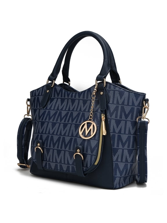 Fula Tote Bag for Women, Vegan Leather Top-Handle Shoulder Bag Crossbody Bag Handbag Purse By Mia K- Navy
