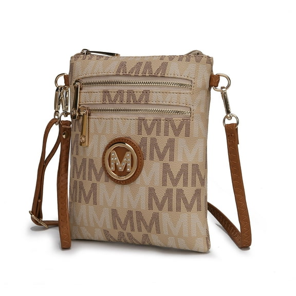 MKF Collection Gaia Crossbody Bag, Signature Vegan Leather Shoulder Bag Handbag by Mia K - Beige