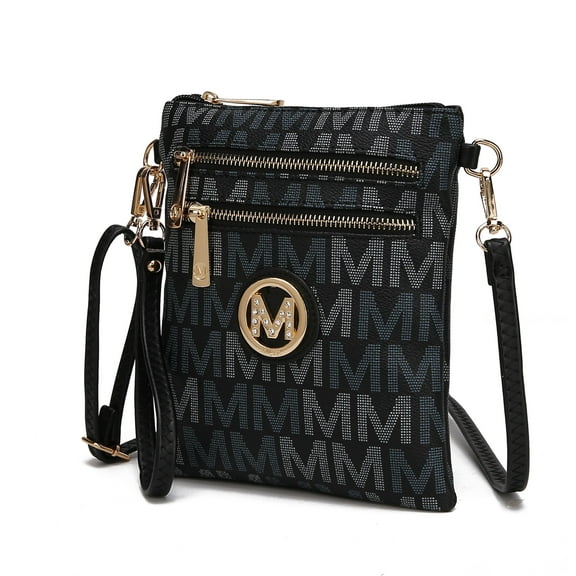 MKF Collection Gaia Crossbody Bag, Signature Vegan Leather Shoulder Bag Handbag by Mia K - Black
