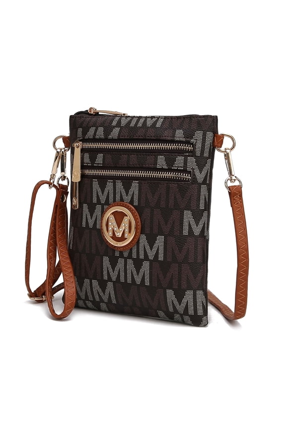 Gaia Crossbody Bag, Signature Vegan Leather Shoulder Bag Handbag by Mia K - Brown