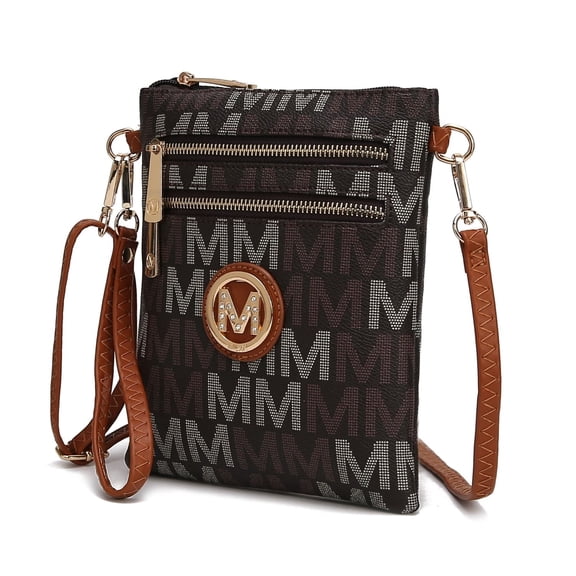 MKF Collection Gaia Crossbody Bag, Signature Vegan Leather Shoulder Bag Handbag by Mia K - Brown