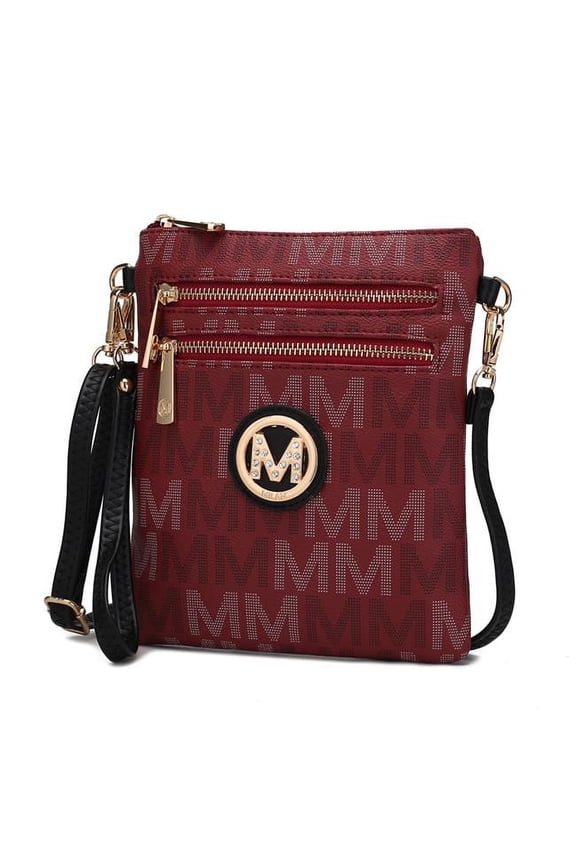 Gaia Crossbody Bag, Signature Vegan Leather Shoulder Bag Handbag by Mia K - Burgundy