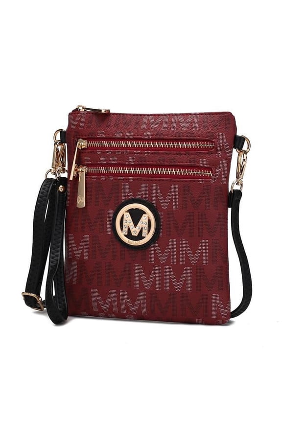 Gaia Crossbody Bag, Signature Vegan Leather Shoulder Bag Handbag by Mia K - Burgundy