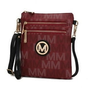 MKF COLLECTION Gaia Crossbody Bag, Signature Vegan Leather Shoulder Bag Handbag by Mia K - Burgundy