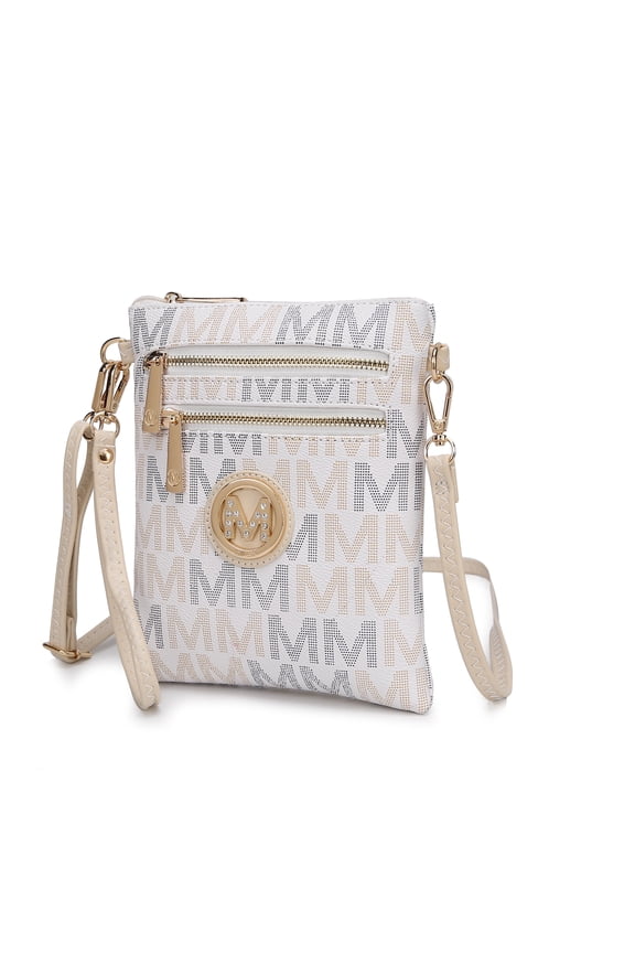 Gaia Crossbody Bag, Signature Vegan Leather Shoulder Bag Handbag by Mia K - White