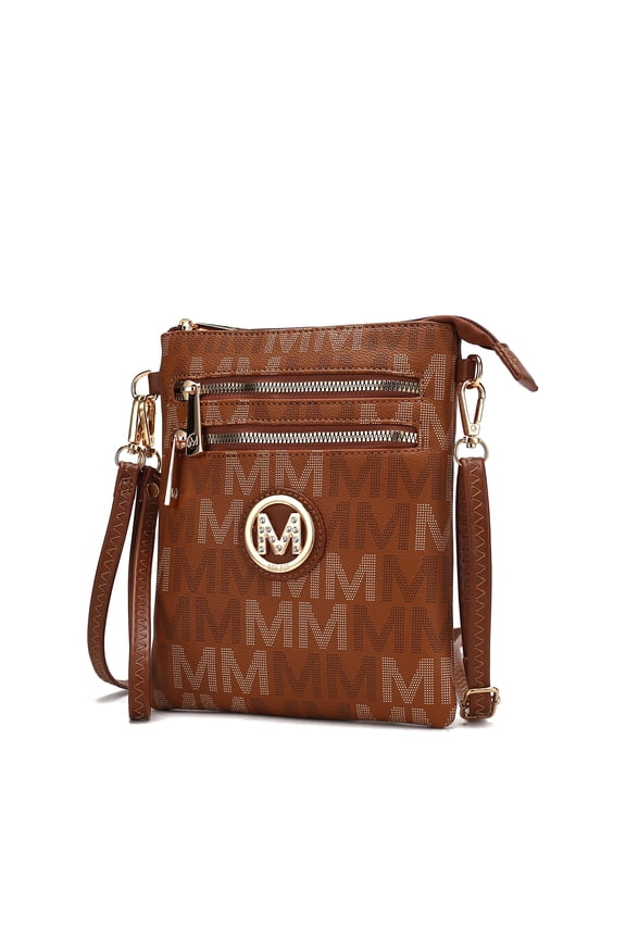 Gaia Crossbody Bag, Signature Vegan Leather Shoulder Bag Handbag by Mia K - Tan