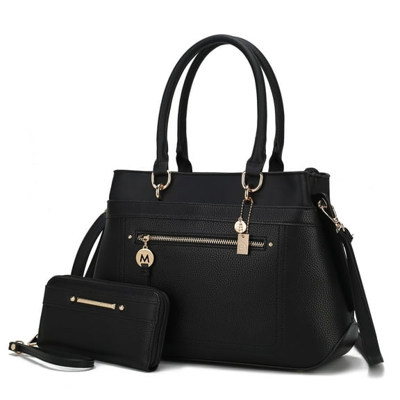 MKF Collection Gardenia Vegan Leather Women's Tote Bag & Wallet, Trend Crossbody Purse Handbag by Mia K - Black