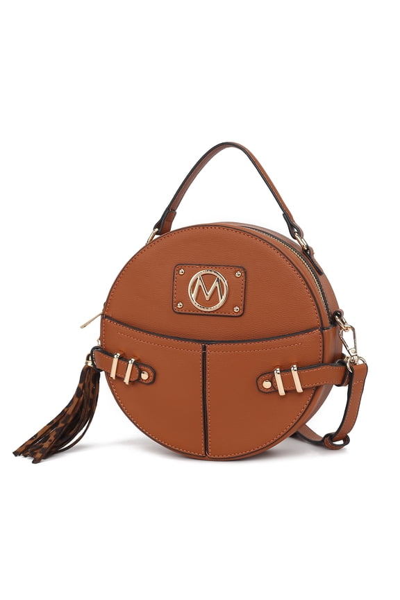 Gayle Crossbody Bag Stylish Vegan Leather Women’s Handbag Purse by Mia K- Cognac Brown
