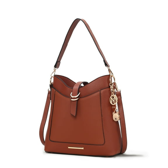 MKF Collection Geneva Shoulder Bag Stylish Vegan Leather Women’s Handbag, Crossbody Bag, and Purse by Mia K.-Cognac