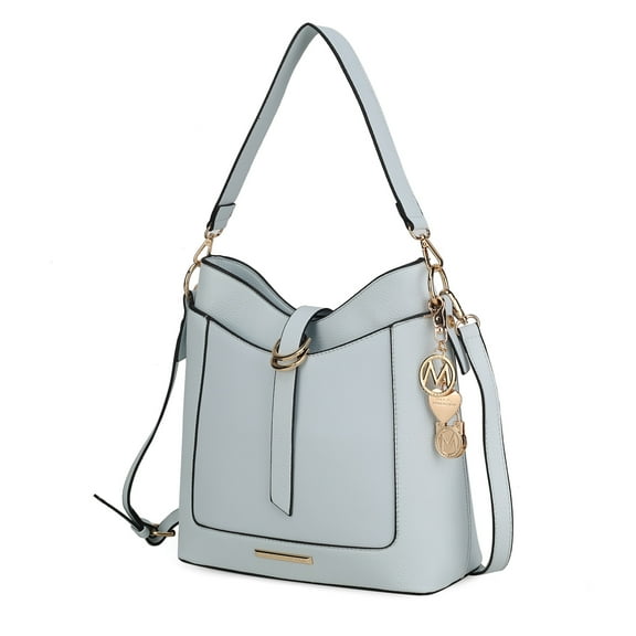 MKF Collection Geneva Shoulder Bag Stylish Vegan Leather Women’s Handbag, Crossbody Bag, and Purse by Mia K.-Light Blue