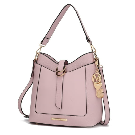 MKF Collection Geneva Shoulder Bag Stylish Vegan Leather Women’s Handbag, Crossbody Bag, and Purse by Mia K.-Pink