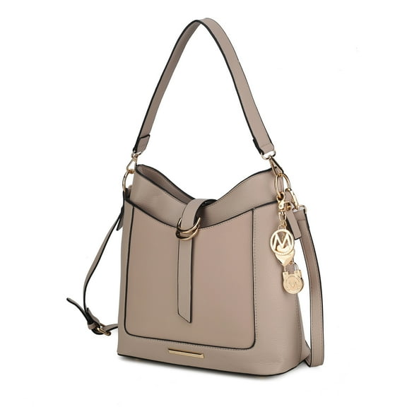 MKF Collection Geneva Shoulder Bag Stylish Vegan Leather Women’s Handbag, Crossbody Bag, and Purse by Mia K.-Taupe