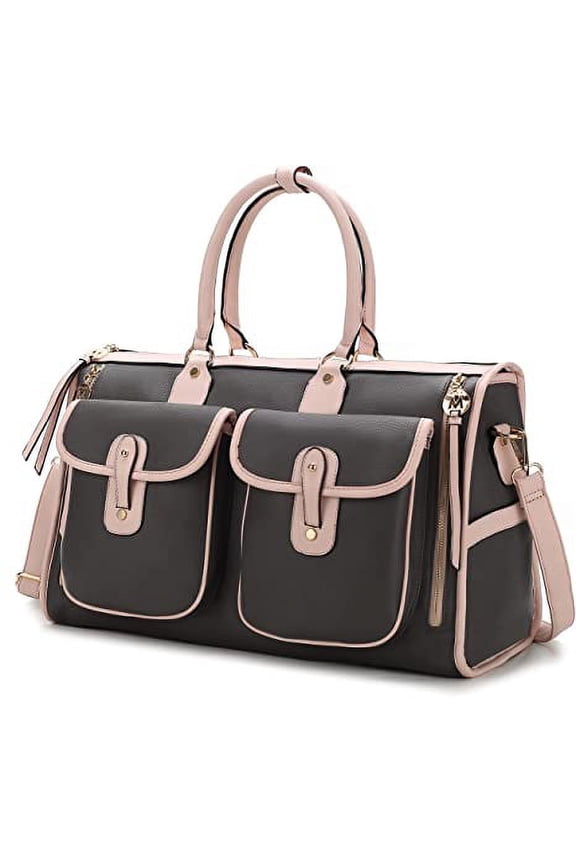 Genevieve Color Block Vegan Leather Women’s Duffle Bag by Mia K. - Charcoal