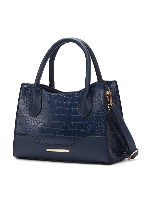 Gili Women's Crocodile Embossed Vegan Leather Tote Bag Purse by Mia K - Navy