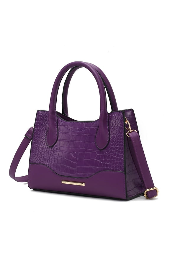 Gili Women's Crocodile Embossed Vegan Leather Tote Bag Purse by Mia K - Purple