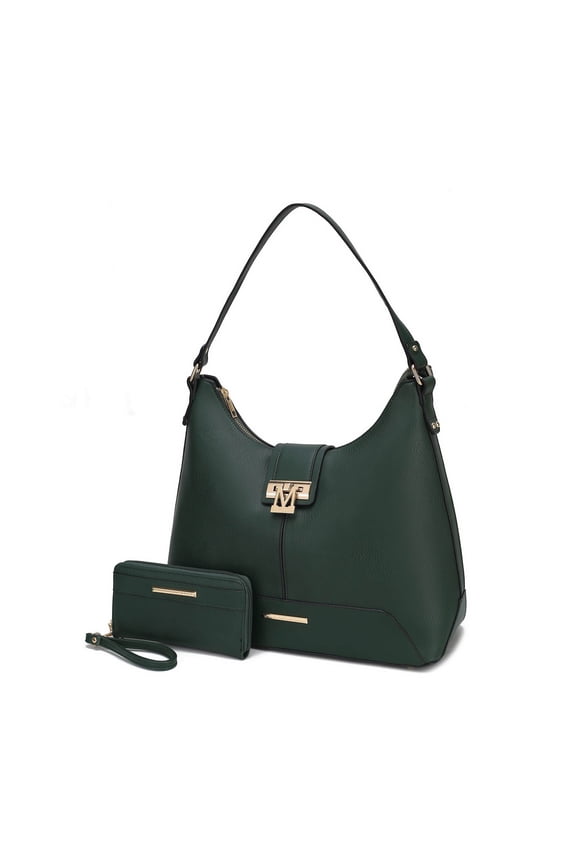 Graciela Women's Hobo Bag & Wallet, Vegan Leather Shoulder Bag 2pcs Set Handbag by Mia K. - Olive