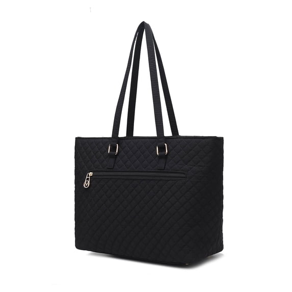 MKF Collection Hallie Women’s Tote Bag, Solid Quilted Cotton Shoulder Handbag by Mia K - Black